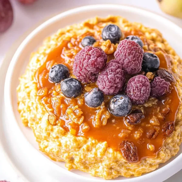 Pumpkin Oatmeal with Toppings and Cinnamon
