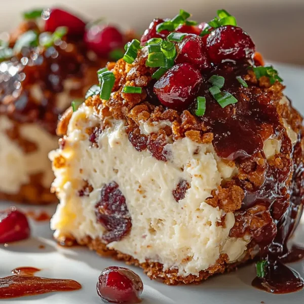 Delicious Quick Cranberry-Pecan Cheese Ball on a Serving Platter