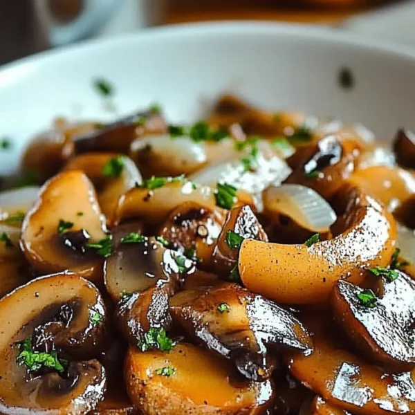 Sautéed Mushrooms and Onions in a Pan