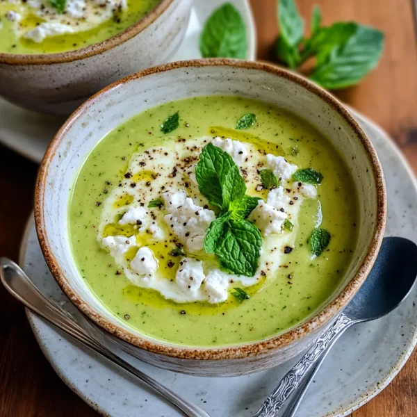 Chilled Zucchini Mint Soup with Goat Cheese
