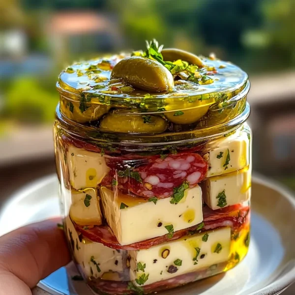 Easy Marinated Cheese Appetizer with Salami & Pickles Recipe