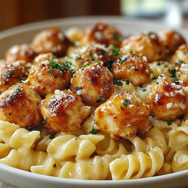 Garlic Butter Chicken Pasta Bites