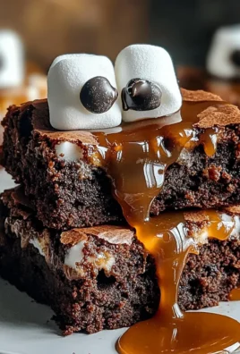 Ghostly Caramel Marshmallow Brownies
