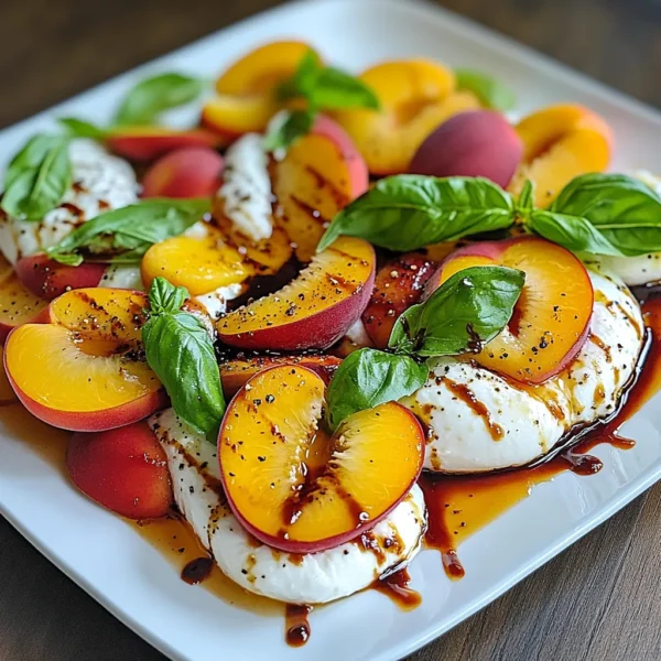 Irresistible Delicious Peach Caprese Salad with Burrata