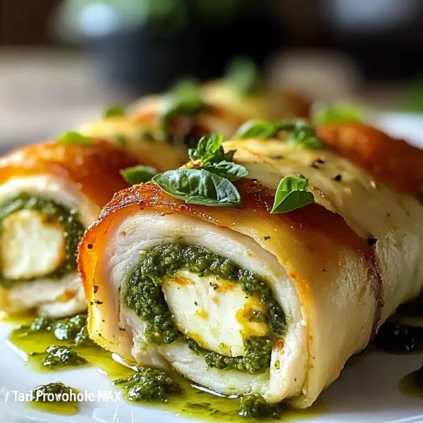 Pesto Provolone Parcel Perfection Juicy Chicken Roll Ups