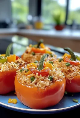SPOOKTACULAR SHREDDED CHICKEN & RICE STUFFED PEPPERS RECIPE