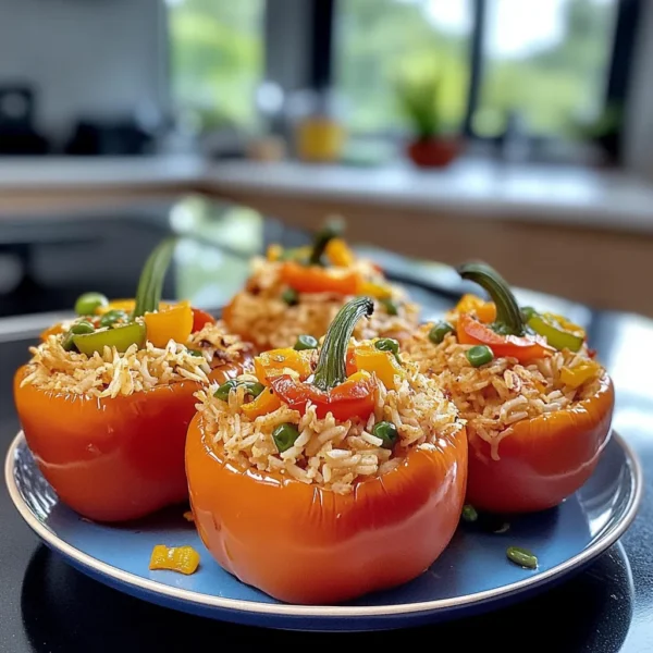 SPOOKTACULAR SHREDDED CHICKEN & RICE STUFFED PEPPERS RECIPE