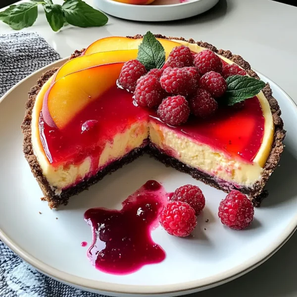 SUMMER BLISS PEACH AND RASPBERRY CHEESECAKE DELIGHT