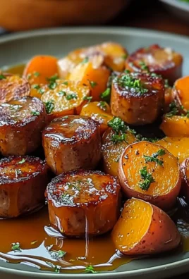 Sausage and Sweet Potatoes with Honey Garlic Sauce
