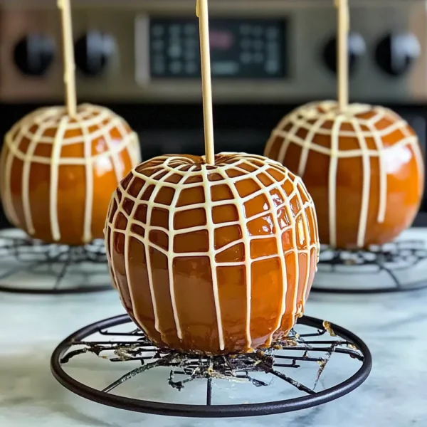 Spiderweb Caramel Apples
