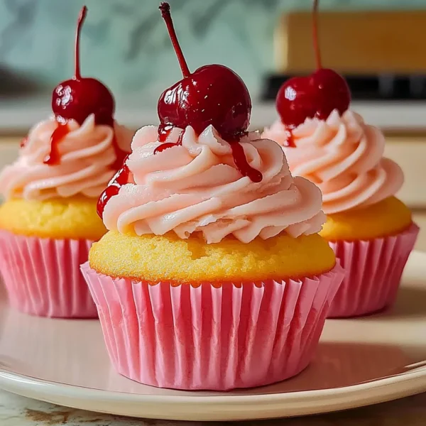 TROPICAL PINEAPPLE CUPCAKES WITH CHERRY BUTTERCREAM BLISS
