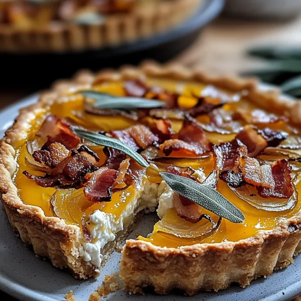 Pumpkin, Ricotta & Caramelized Onion Tart with Bacon & Sage Bliss
