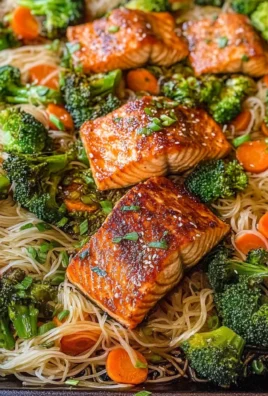 Sheet Pan Asian Salmon with Broccoli, Carrots, and Rice Noodles