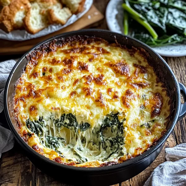 CHEESY BAKED SPINACH ARTICHOKE DIP