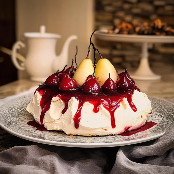 CRANBERRY MULLED PEAR PAVLOVA
