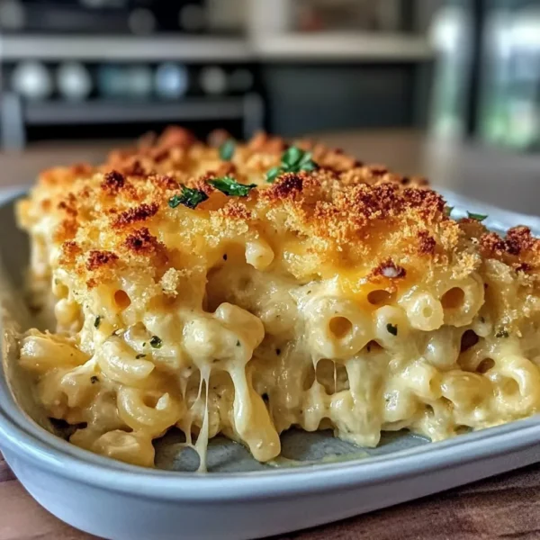 Creamy Baked Macaroni and Cheese Casserole Recipe - Easy Crispy Topping