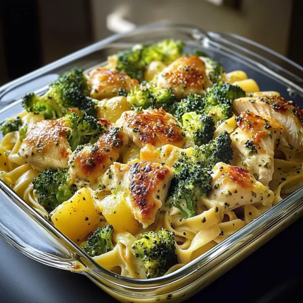 Creamy Chicken Fettuccine Bake with Broccoli and Potatoes Recipe