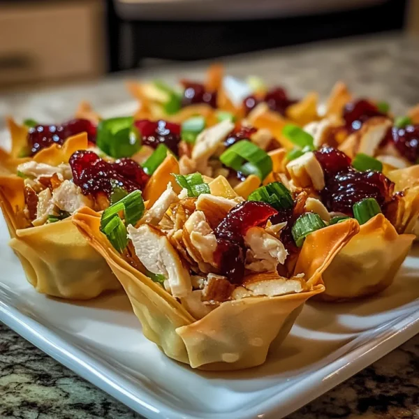 Crispy Cranberry Pecan Chicken Salad Wonton Cups