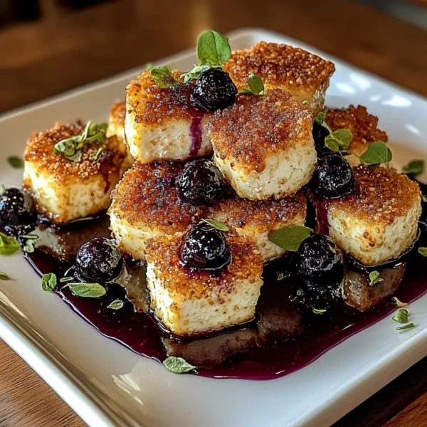 Crispy Feta Bites with Blueberry Maple Sauce