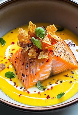 Delicious Corn Gazpacho with Salmon & Crispy Rice Delight