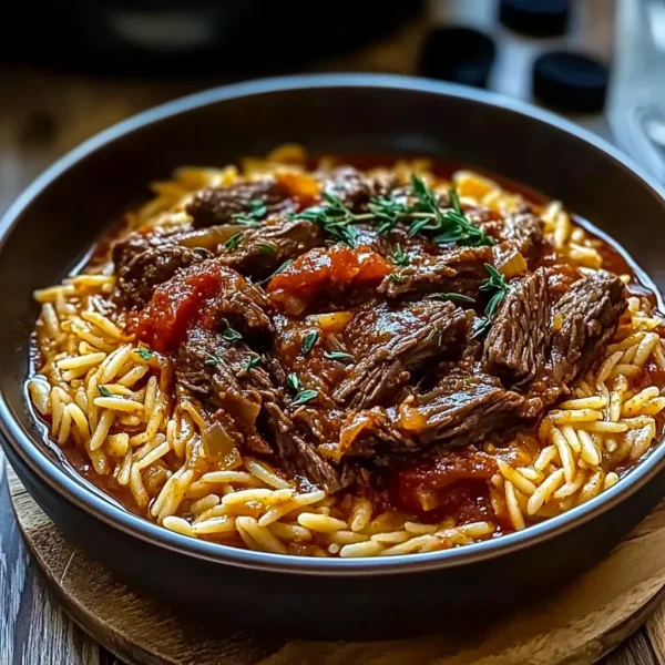 GREEK BEEF GIOUVETSI WITH ORZO