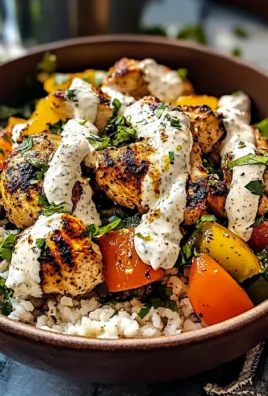 GREEK CHICKEN BOWLS WITH CREAMY TAHINI FETA SAUCE