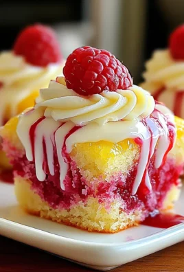 Lemon Raspberry Swirl Square Cupcakes