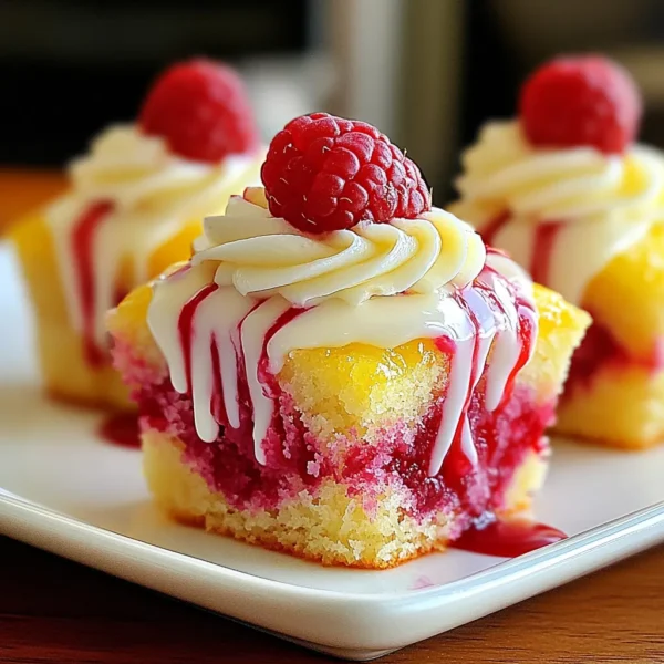 Lemon Raspberry Swirl Square Cupcakes