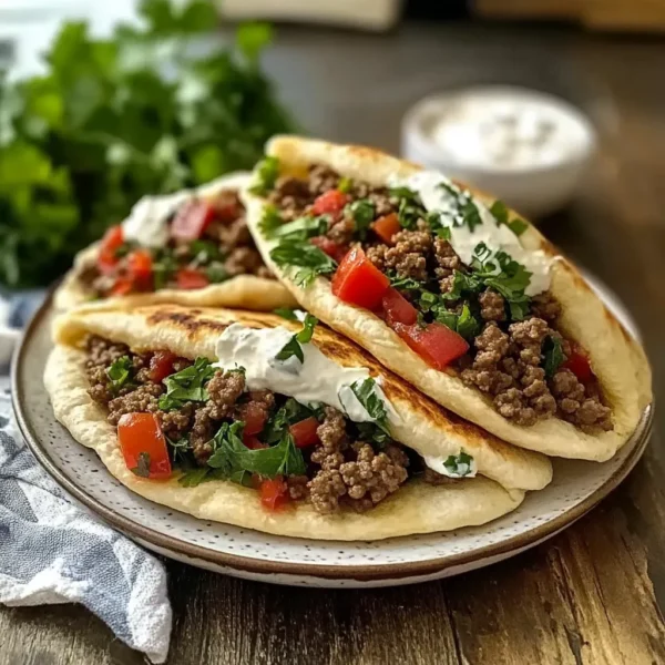 Mediterranean Ground Beef Pita Pockets