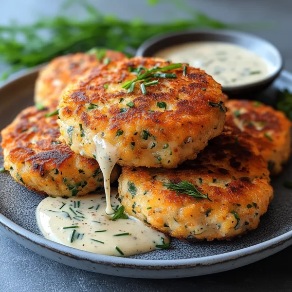 Salmon Cakes with Chive and Garlic Sauce Recipe