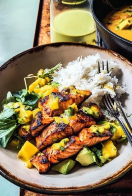 BBQ Salmon Curry with Mango Avocado Salsa.