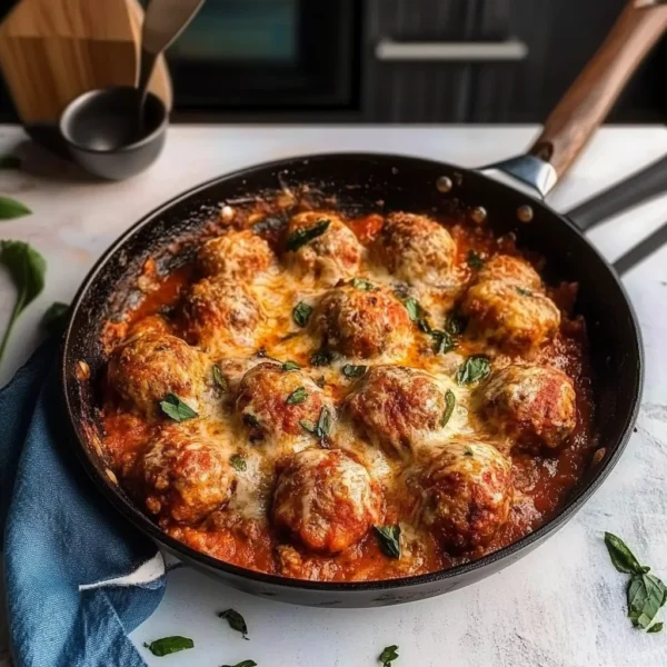 Cheesy Baked Meatball Skillet