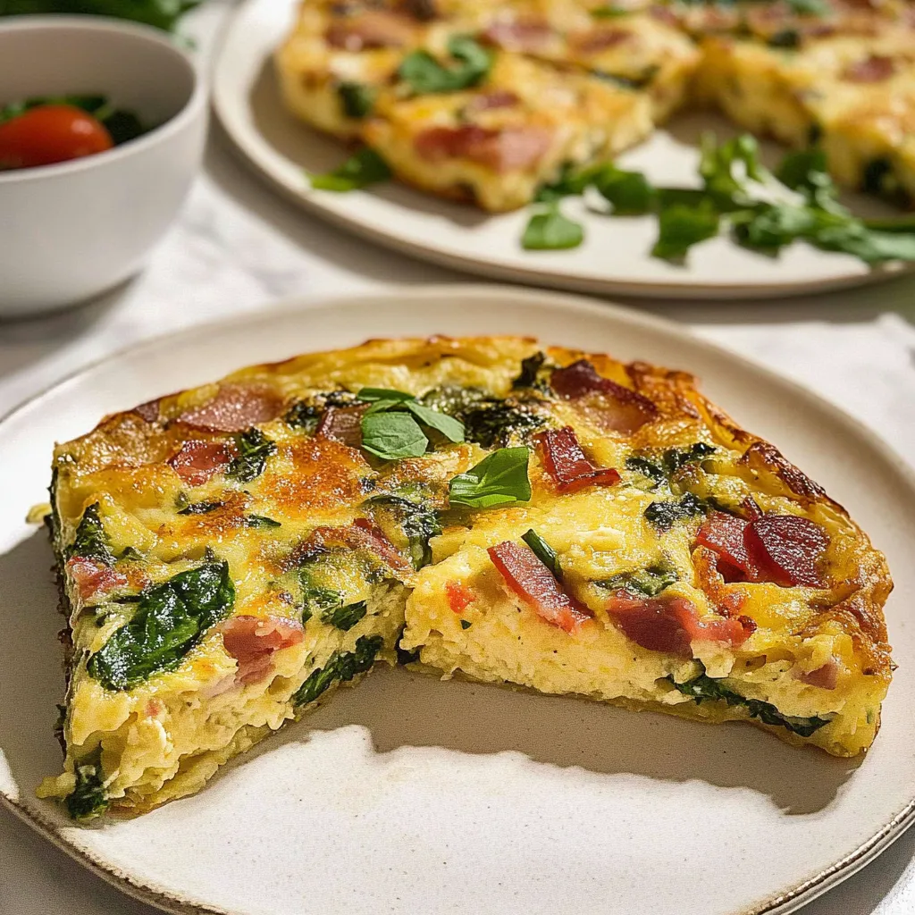 CREAMY AND FLUFFY AIR FRYER FRITTATA WITH SPINACH, BACON AND CHEESE