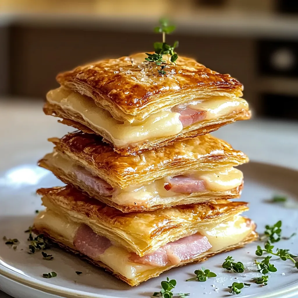 CRISPY HAM & CHEESE PUFF PASTRY STACKS