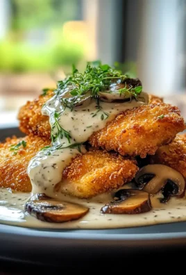 Golden Crispy Chicken with Parmesan Mushroom Sauce