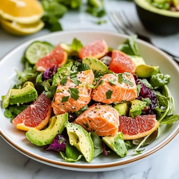 Grapefruit Avocado Salmon Salad with Zesty Poblano-Lime Dressing