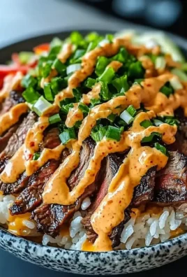 Korean BBQ Steak Rice Bowls with Spicy Cream Sauce Recipe You’ll Love!
