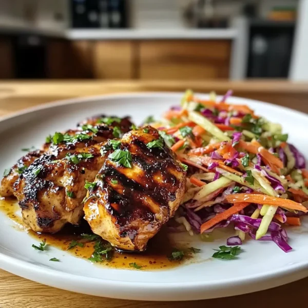 Sticky Apple Cider Chicken with Crisp Autumn Slaw