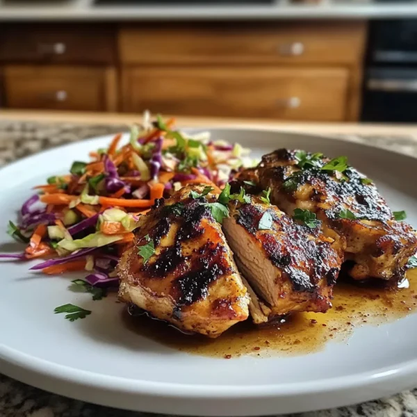 Sticky Apple Cider Chicken with Crisp Autumn Slaw