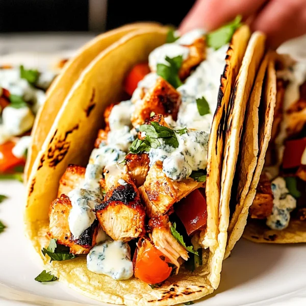 BUFFALO CHICKEN TACOS WITH BLUE CHEESE CILANTRO RANCH