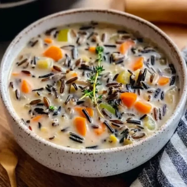 Creamy Wild Rice Soup with Vegetables and Herbs Recipe