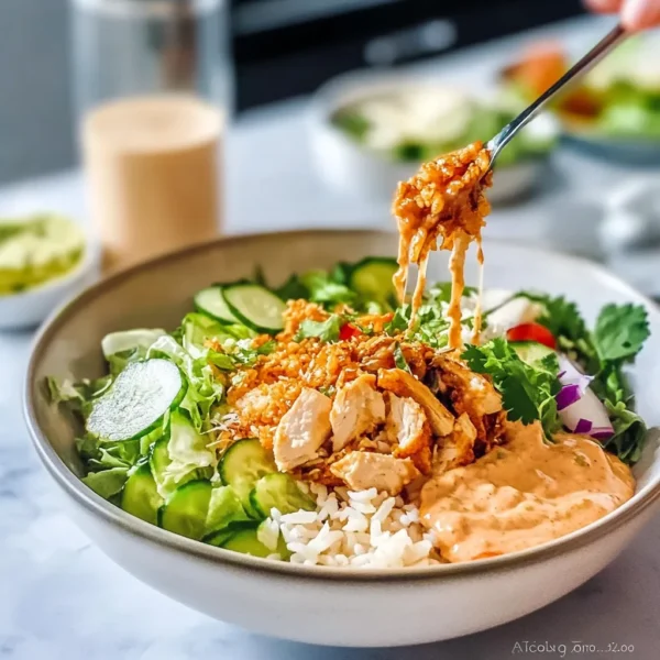 Chicken Satay Crispy Rice Salad Bowls
