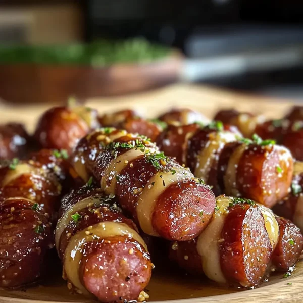 Mustard Hasselback Kielbasa Bites