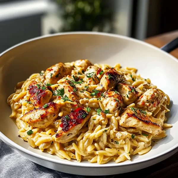 One Pot Cajun Chicken Alfredo Orzo