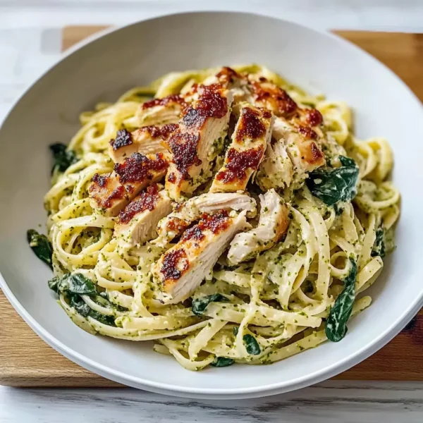 Simple Creamy Chicken Pesto Pasta with Spinach
