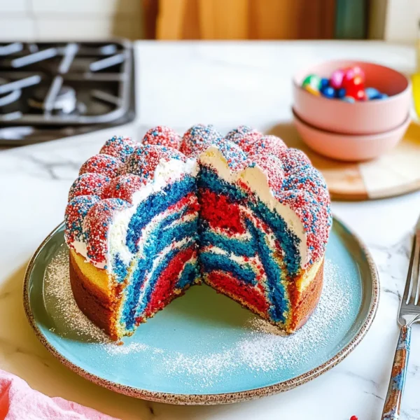 Red White & Blue Marble Cake
