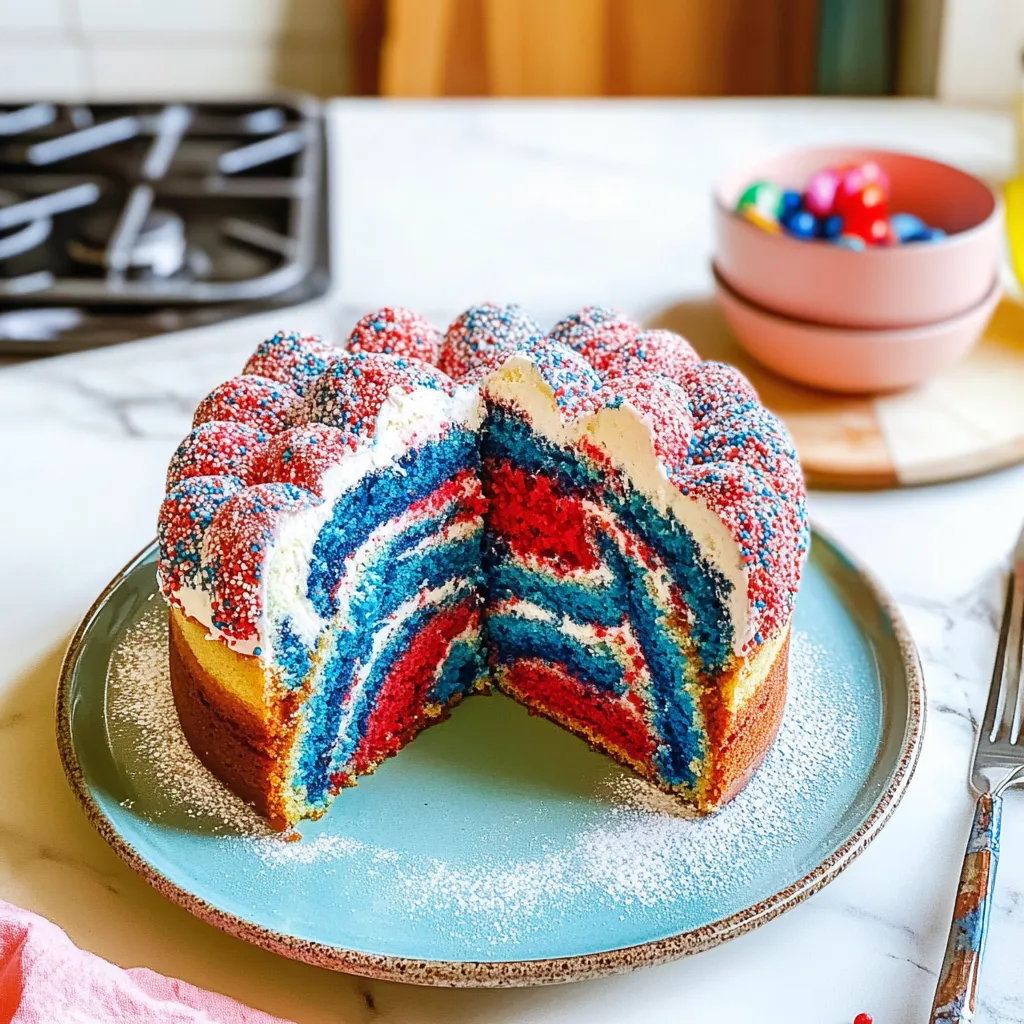 Red White & Blue Marble Cake
