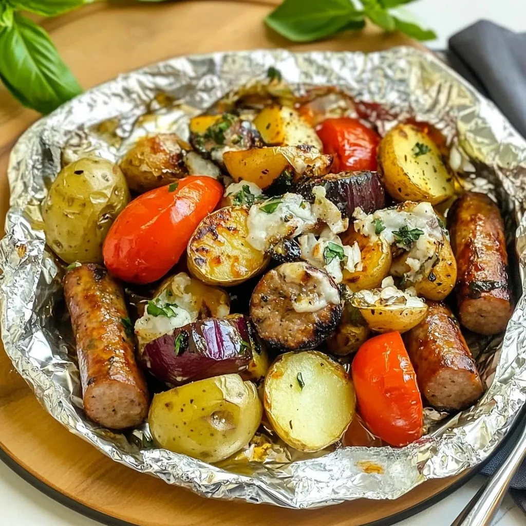 Grilled Sausage, Vegetable & Potato Foil Packets (Easy Meal)