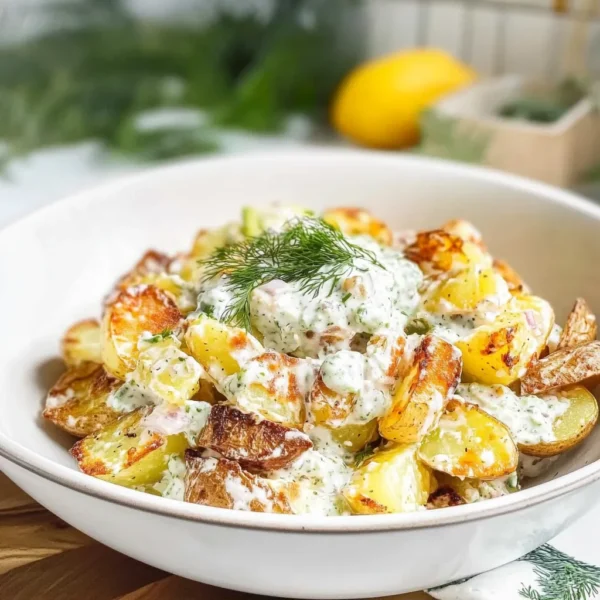 Crispy Smashed Potato Salad with Tzatziki