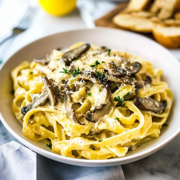 MOREL MUSHROOM PASTA IN PARMESAN CREAM SAUCE
